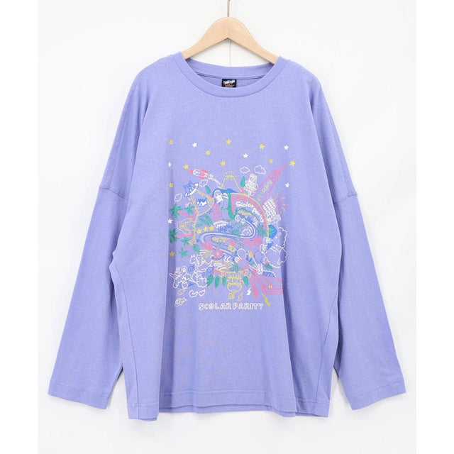 Parityキャラ 惑星ラメプリントTシャツ （パープル）