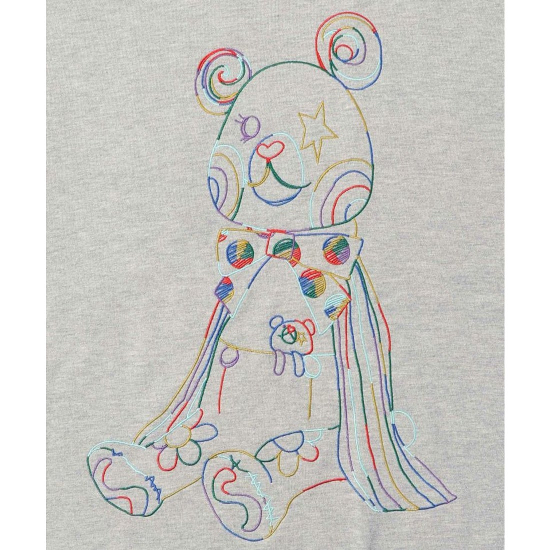 スカラー ScoLar クマのぬいぐるみレインボー刺繍プルオーバー 