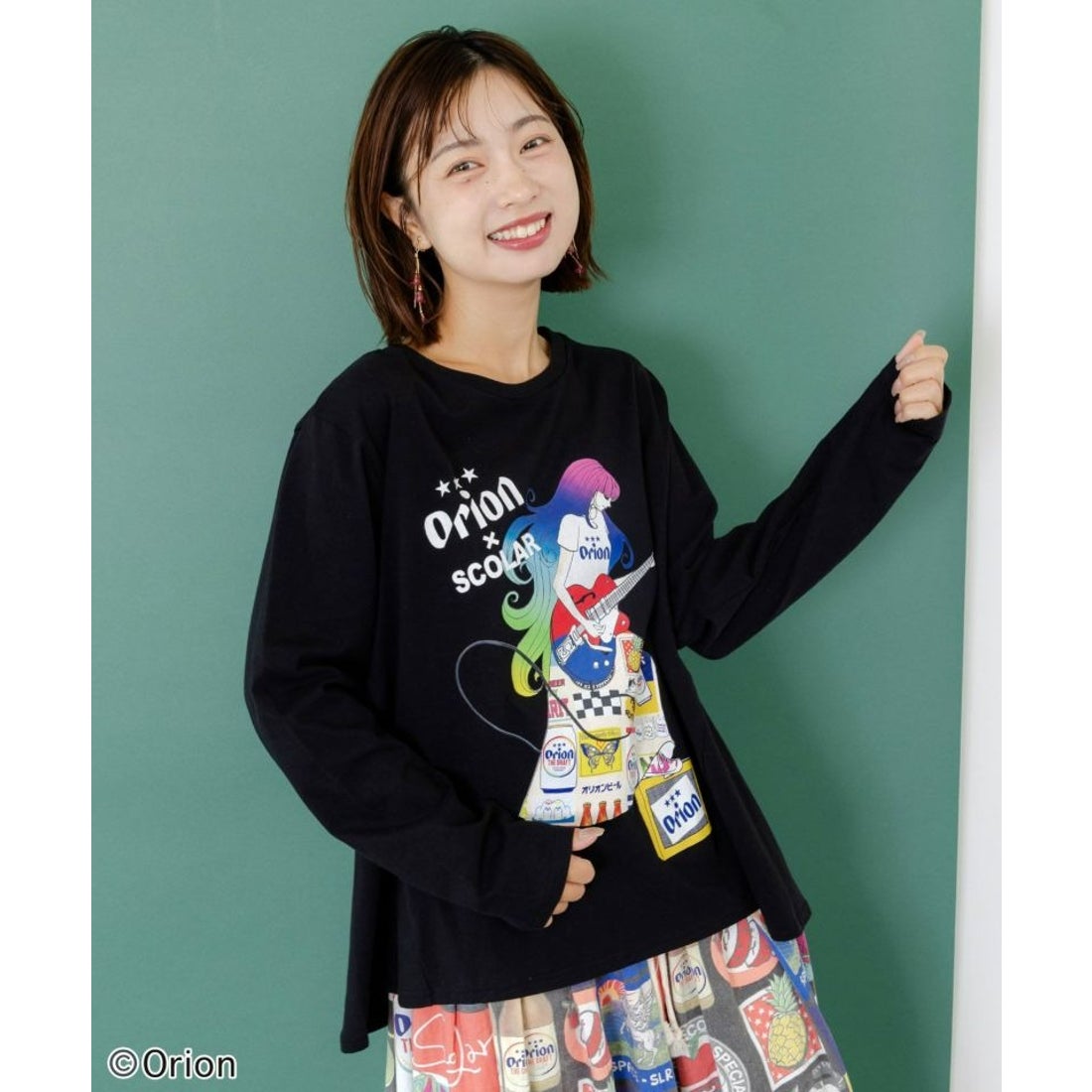 スカラー ScoLar orion×ScoLar ロックンロール女の子柄Tシャツ
