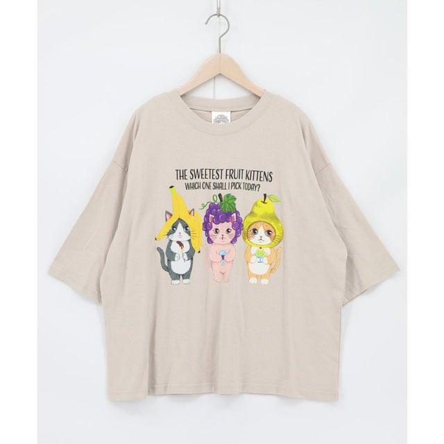 フルーツにゃんず柄 Tシャツ （グレー）