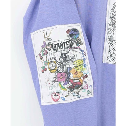 スカラー ScoLar ワッペン風アップリケ刺繍Tシャツ （パープル）｜詳細画像