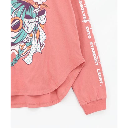 惑星ガールと宇宙ネコ柄Tシャツ （パープル）｜詳細画像