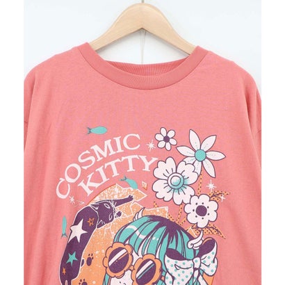 スカラー ScoLar 惑星ガールと宇宙ネコ柄Tシャツ （オフホワイト）｜詳細画像