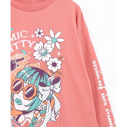 スカラー ScoLar 惑星ガールと宇宙ネコ柄Tシャツ （オフホワイト）｜詳細画像