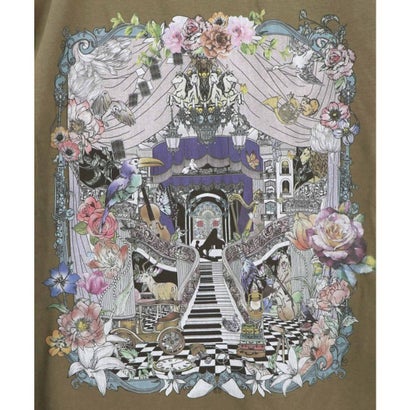 劇場の幕開け アート柄切替プルオーバー （カーキ）｜詳細画像