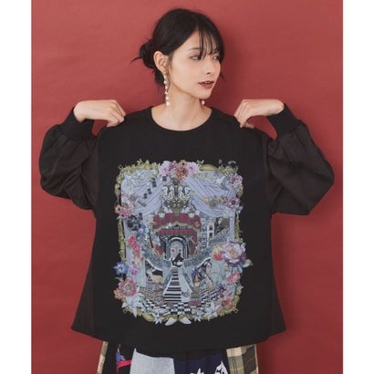 スカラー ScoLar 劇場の幕開け アート柄切替プルオーバー （ブラック）｜詳細画像
