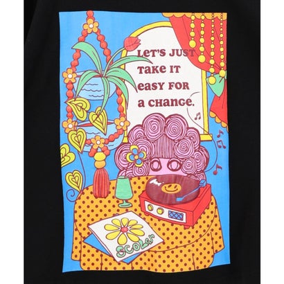 スカラー ScoLar スカラーちゃんのお部屋 発泡プリント裏毛プルオーバー （ブラック）｜詳細画像