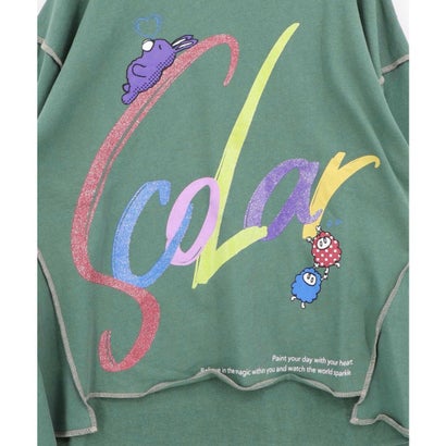 スカラー ScoLar スカラー ラメプリントロゴ裏毛プルオーバー （グリーン）｜詳細画像