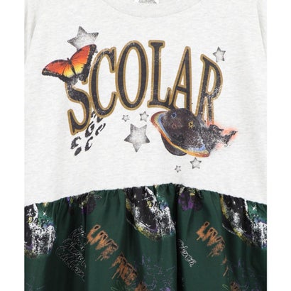 スカラー ScoLar ロゴ×惑星 ティアード裏毛ワンピース （オートミール）｜詳細画像