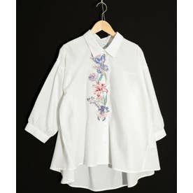 花刺繍カットワークシャツ （オフホワイト）