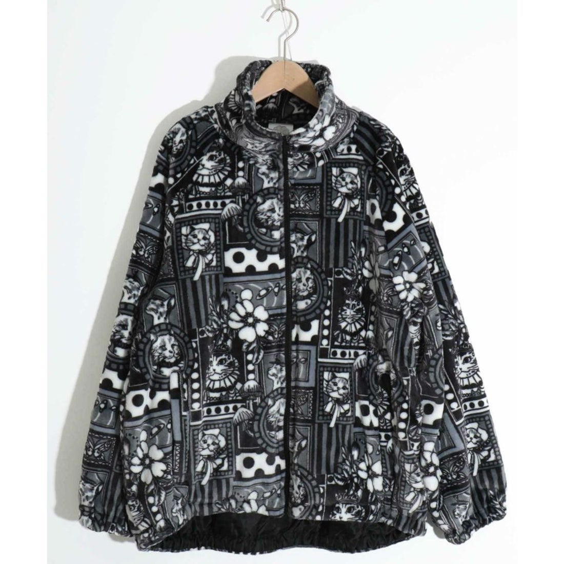 スカラー ブラックM美品 ScoLar ボアブルゾン ジャケット猫総柄 黒 