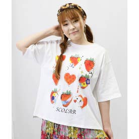 イチゴと花ハートプリントTシャツ （オフホワイト）