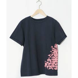 フラミンゴのシルエットプリントTシャツ （ネイビー）