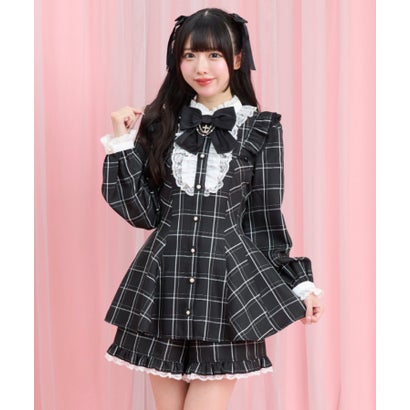 シークレットハニー Secret Honey アクセサリーリボンレースフリルセットアップ （チェッククロ）｜詳細画像