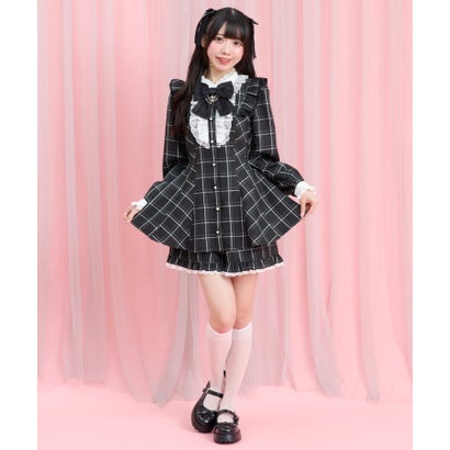 シークレットハニー Secret Honey アクセサリーリボンレースフリルセットアップ （チェッククロ）｜詳細画像