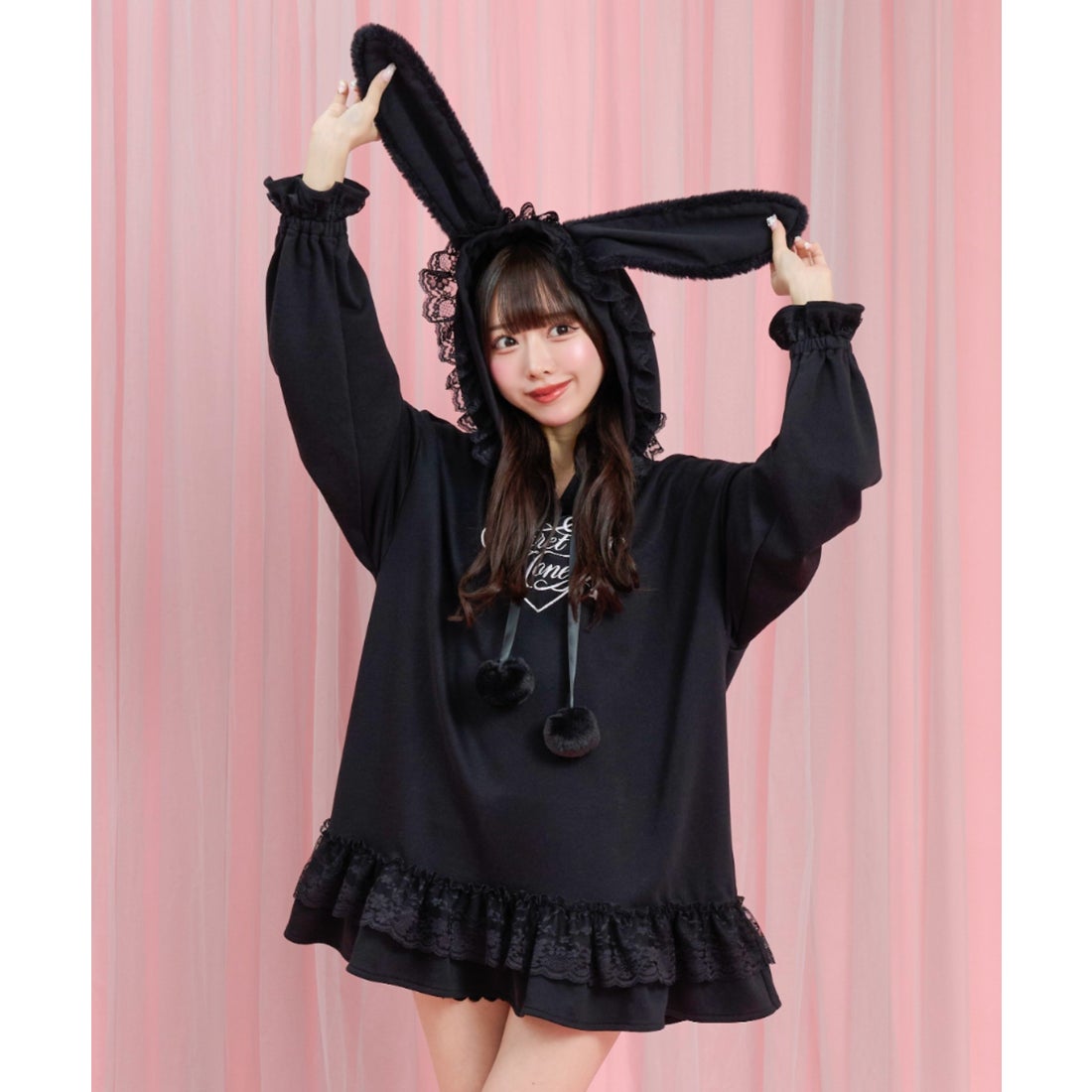 シークレットハニー Secret Honey うさみみパーカーワンピース （クロ