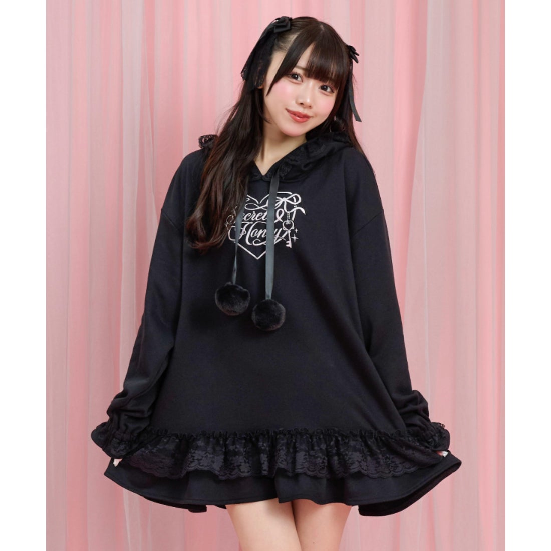 シークレットハニー Secret Honey うさみみパーカーワンピース （クロ