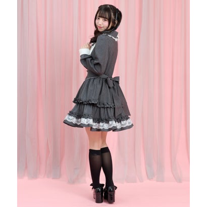 シークレットハニー Secret Honey 長袖ネクタイ付レイヤード風ワンピース （グレー）｜詳細画像