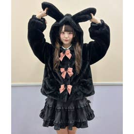 うさみみファーショートコート （クロ）