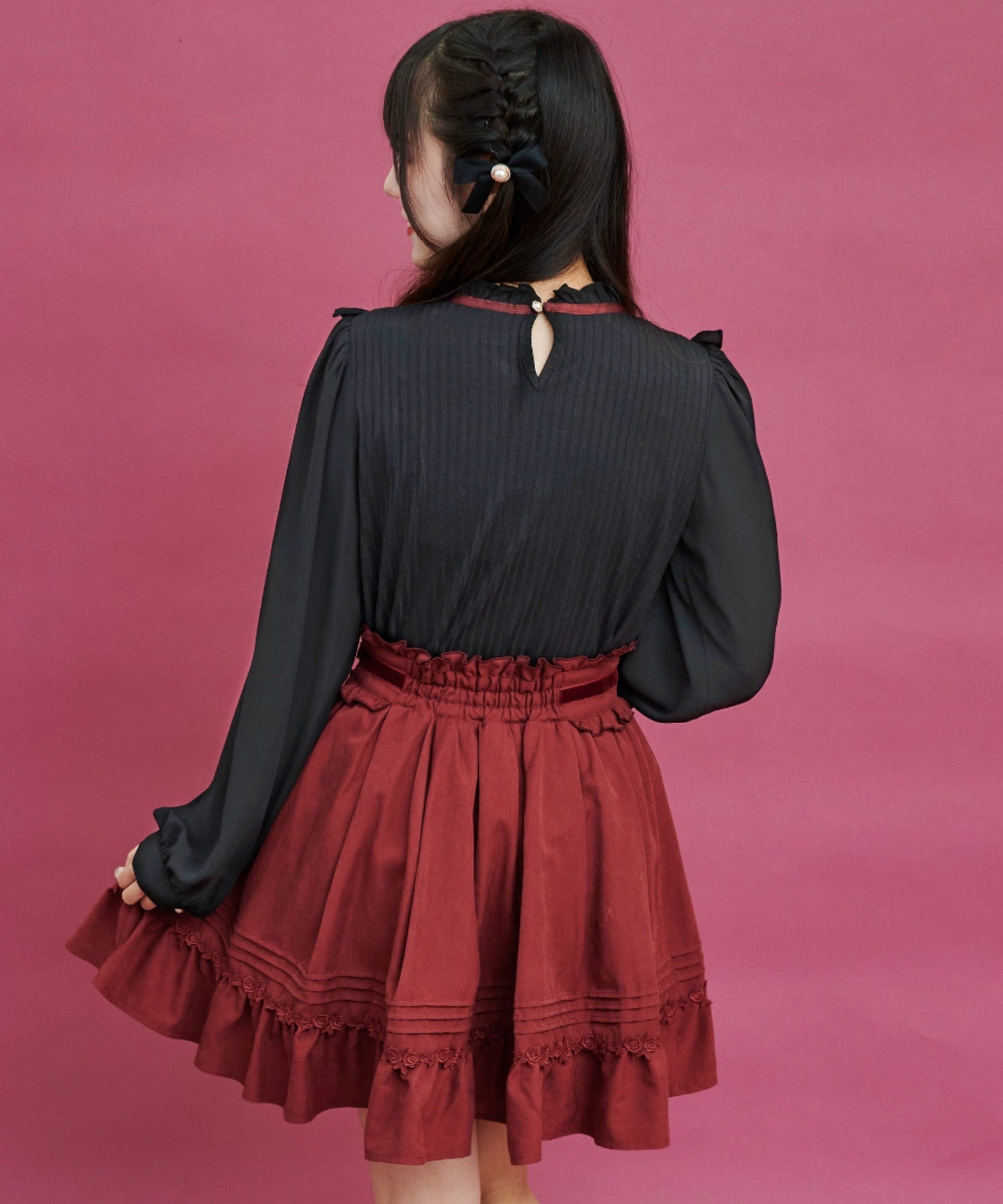 シークレットハニー Secret Honey Vヨークフリルテレコトップス （クロ 