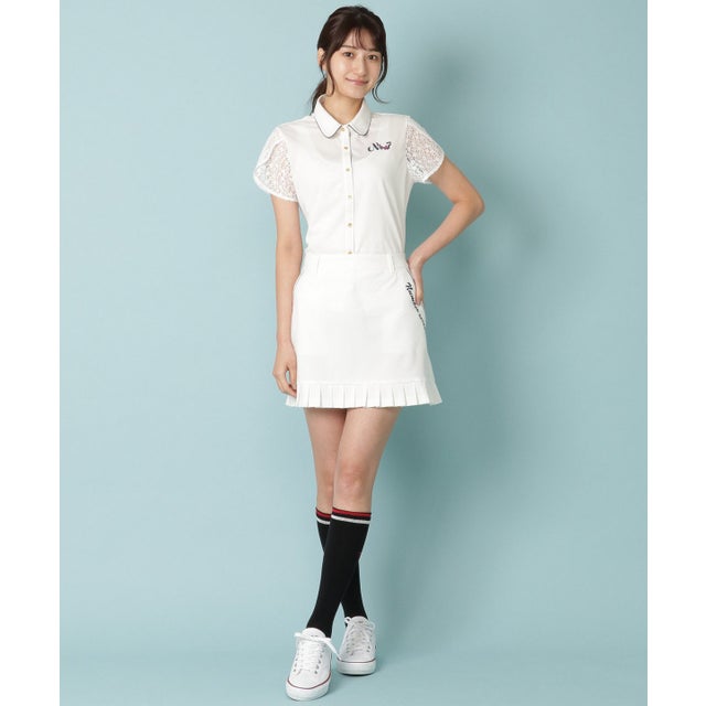 
                    裾プリーツスカート (ホワイト)