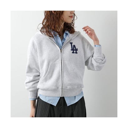 SPORTY＆RICH パーカー LA Serif Zip Hoodie ST094714669 （GY03/Heather-Gray/グレー）｜詳細画像