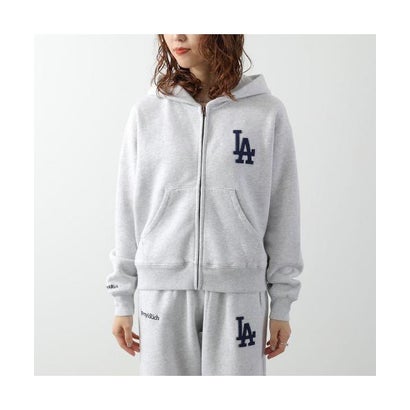 SPORTY＆RICH パーカー LA Serif Zip Hoodie ST094714669 （GY03/Heather-Gray/グレー）｜詳細画像