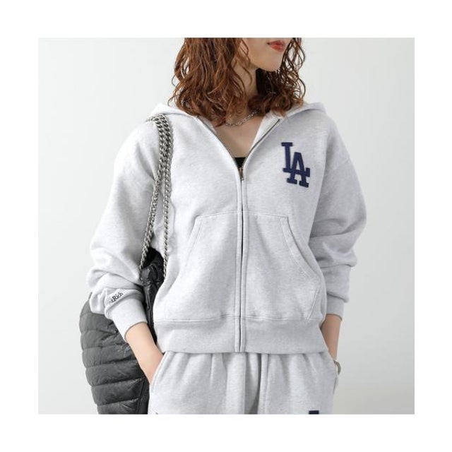 SPORTY＆RICH パーカー LA Serif Zip Hoodie ST094714669 （GY03/Heather-Gray/グレー）