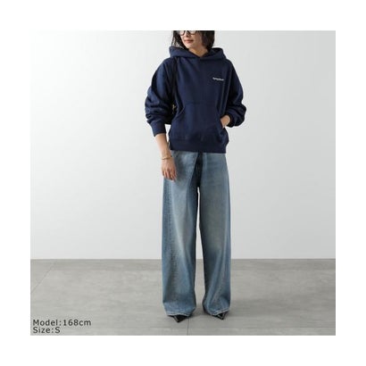 SPORTY＆RICH パーカー Elaine Serif Logo Hoodie ST11084300 （BL106/DarkNavy/ネイビー）｜詳細画像