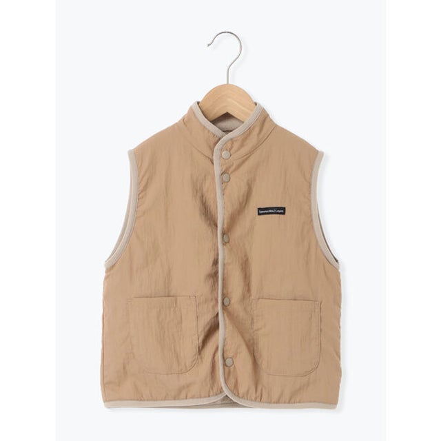 【撥水加工】ナイロン×フリースリバーシブルベスト （キャメル）