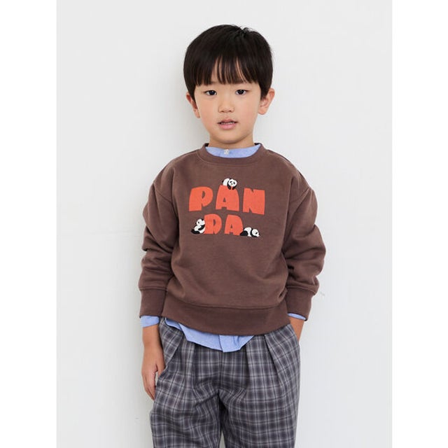 パンダ刺繍ロゴトレーナー （ブラウン）