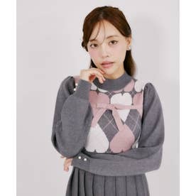 ハートアーガイルプリーツニットワンピース