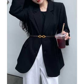 細ベルト ウエストマーク カジュアル きれいめ オールシーズン 韓国ファッション （ブラック）