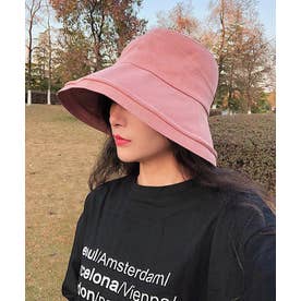 UV対策サマーハット つば広 小顔 紫外線対策 バケットハット 帽子 おしゃれ 韓国ファッション （コーラル）