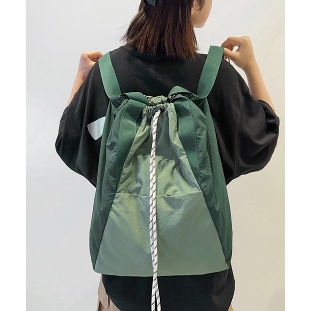 【男女兼用】【3WAY】軽量ナイロンドローストリングバックパック （グリーン）