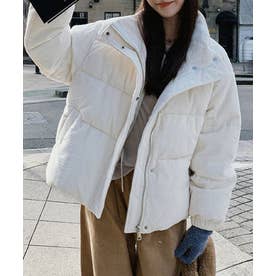 コーデュロイ中綿スタンドカラーパファージャケット （アイボリー）
