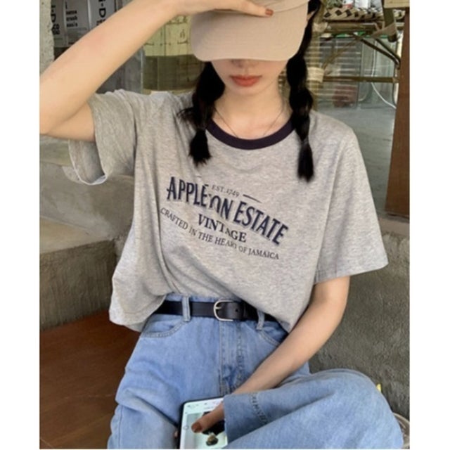 カジュアルロゴリンガーTシャツ （グレー）