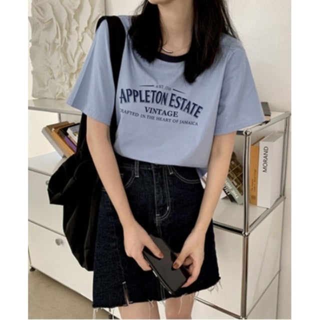 カジュアルロゴリンガーTシャツ （ブルー）