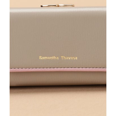 サマンサタバサ Samantha Thavasa シンプルバイカラーBOX型口金財布 (ベージュ)｜詳細画像