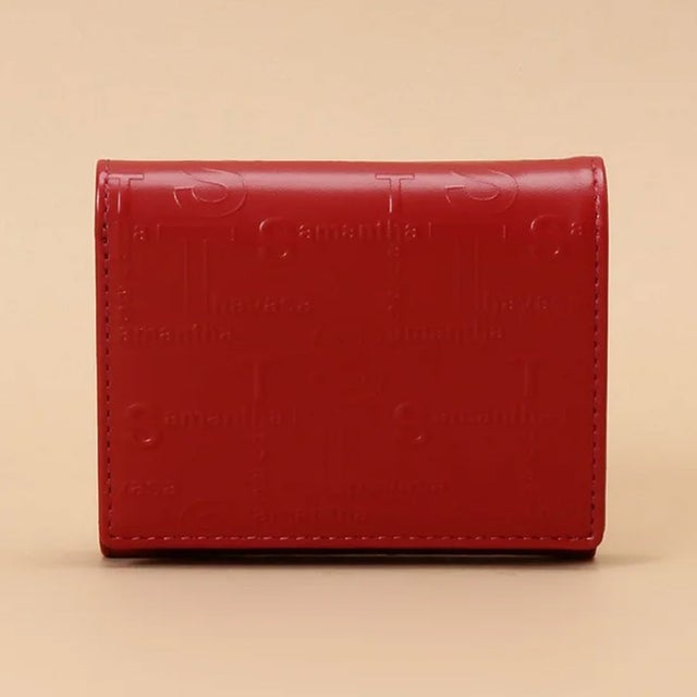 
         クロスロゴ型押しデザイン 三つ折財布 (レッド)