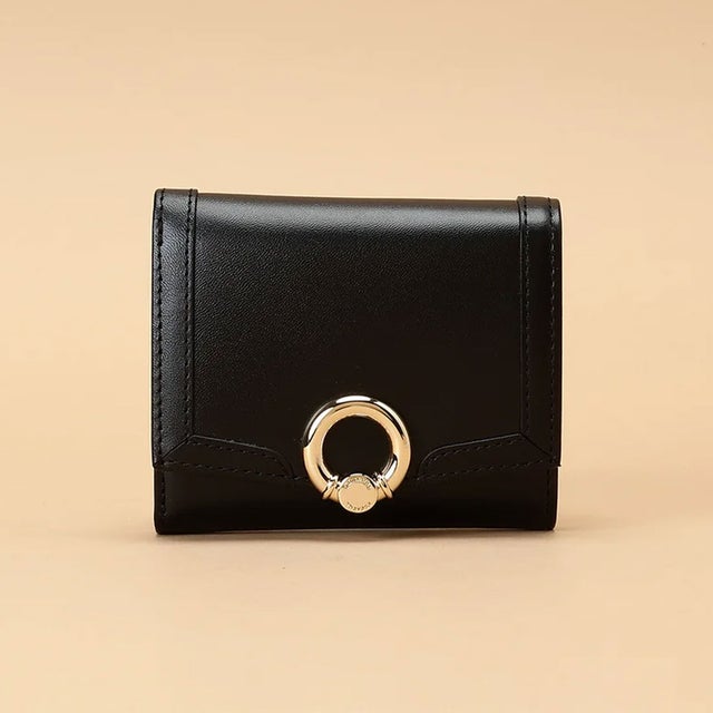 
                    サークル金具デザイン 折り財布 (ブラック)