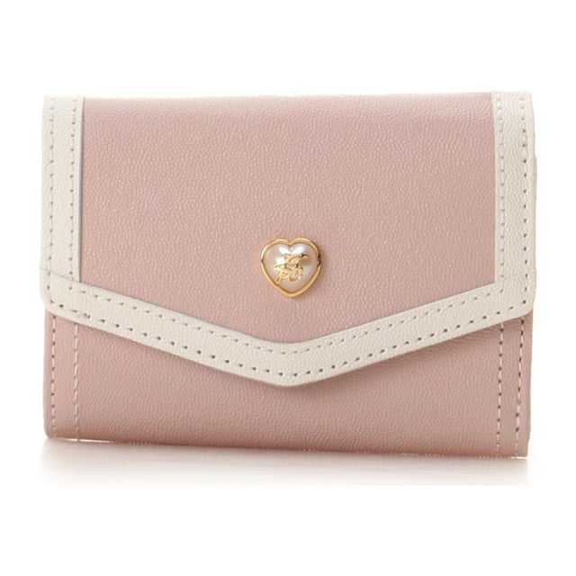 ハートパールモチーフ 折財布 (ピンク)