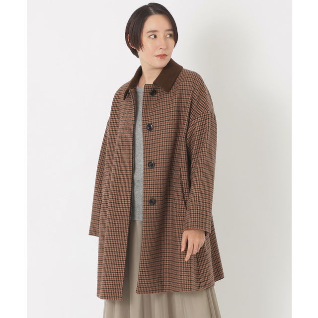 ＜Rain Wool＞バイカラーバルマカーンコート （ブラウン）
