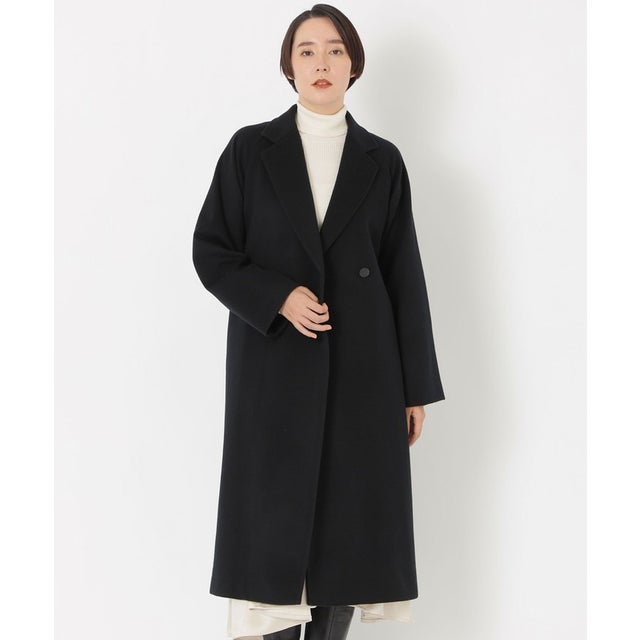 ＜Premium Rain Wool＞ベルテッドチェスターコート （ブラック）