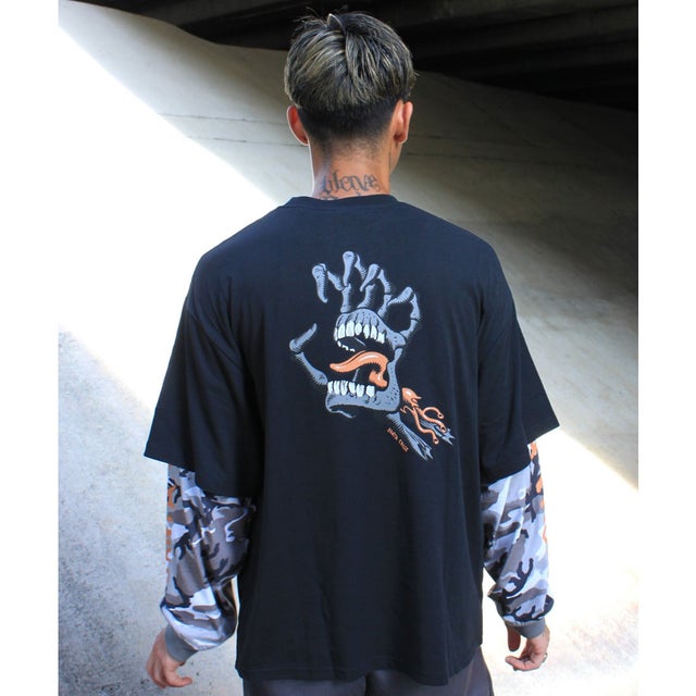 長袖 Tシャツ ロンT メンズ レイヤード 重ね着風 （OFFBK）