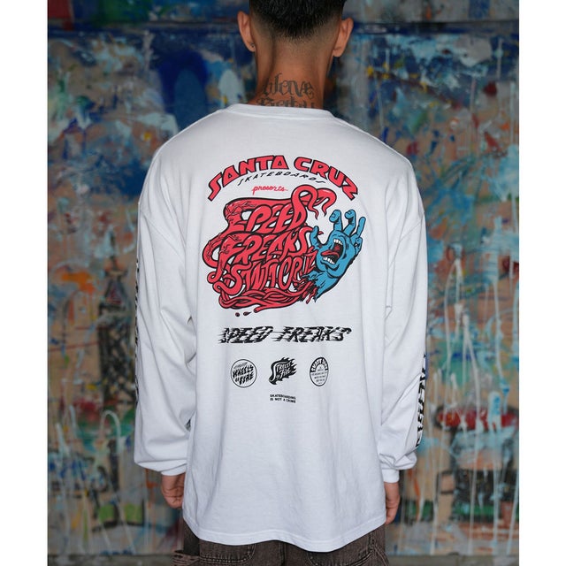 長袖 Tシャツ ロンT メンズ ロゴ バックプリント （WHITE）