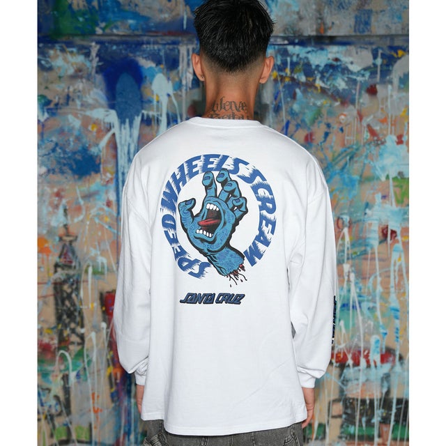長袖 Tシャツ ロンT メンズ ロゴ バックプリント （WHITE）