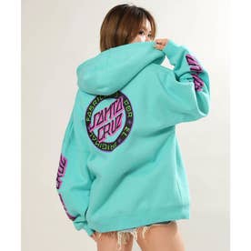 ジップアップ パーカー フーディー レディース ロゴ バックプリント （LTBLU）