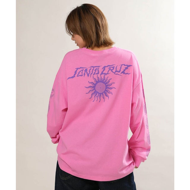 長袖 Tシャツ ロンT レディース ロゴ バックプリント （PINK）