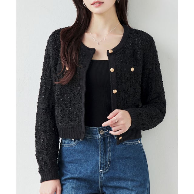 2wayループヤーンニットカーディガン （ブラック）